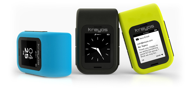Kreyos smartwatch in blue black yellow